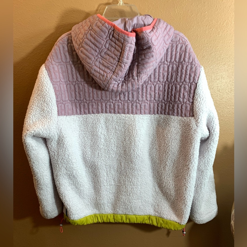 UGG Iggy Womens Pink Salt Colorblock Hooded Serpa Jacket - L - Picture 2 of 13